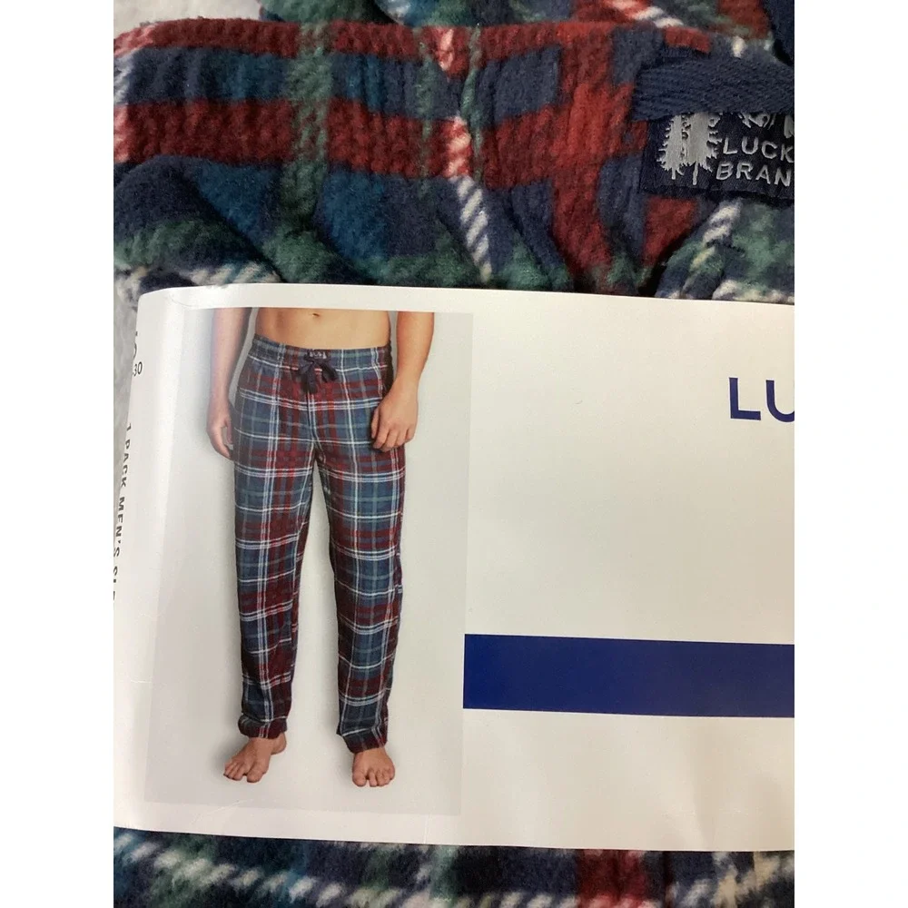 Lucky Brand Mens Cloud Soft Fleece Sleep Pant Plaid Navy Red Green Small NEW‎